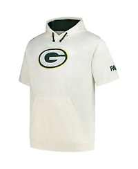 Profile Men's Oatmeal Green Bay Packers Big Tall Chest Print and Logo Short Sleeve Pullover Hoodie