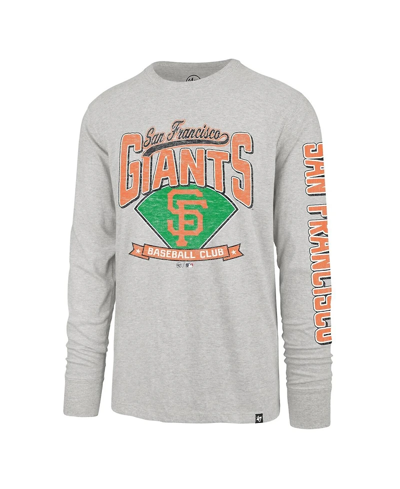 47 Brand Men's Gray San Francisco Giants Big Tall Distressed Franklin Long Sleeve T-Shirt