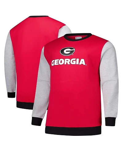 Fanatics Men's Red Georgia Bulldogs Contrast Sleeve Large Chest Big Tall Pullover Sweatshirt
