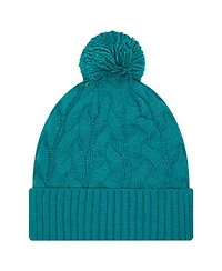 New Era Women's Teal Jacksonville Jaguars Cable Cuffed With Pom Knit Hat