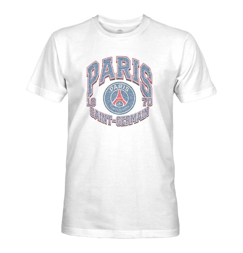 1863FC Men's White Paris Saint-Germain Retro Wordmark T-Shirt