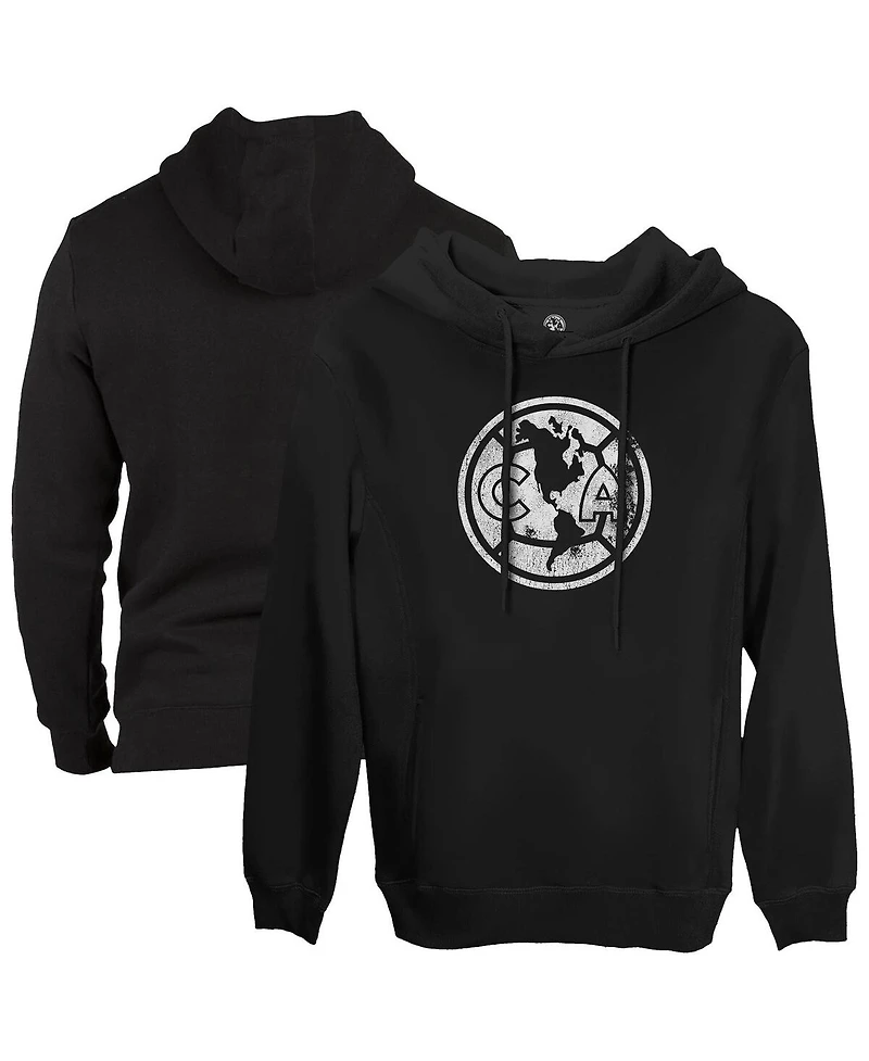 1863FC Men's Black Club America Mono Badge Fleece Pullover Hoodie Sweatshirt
