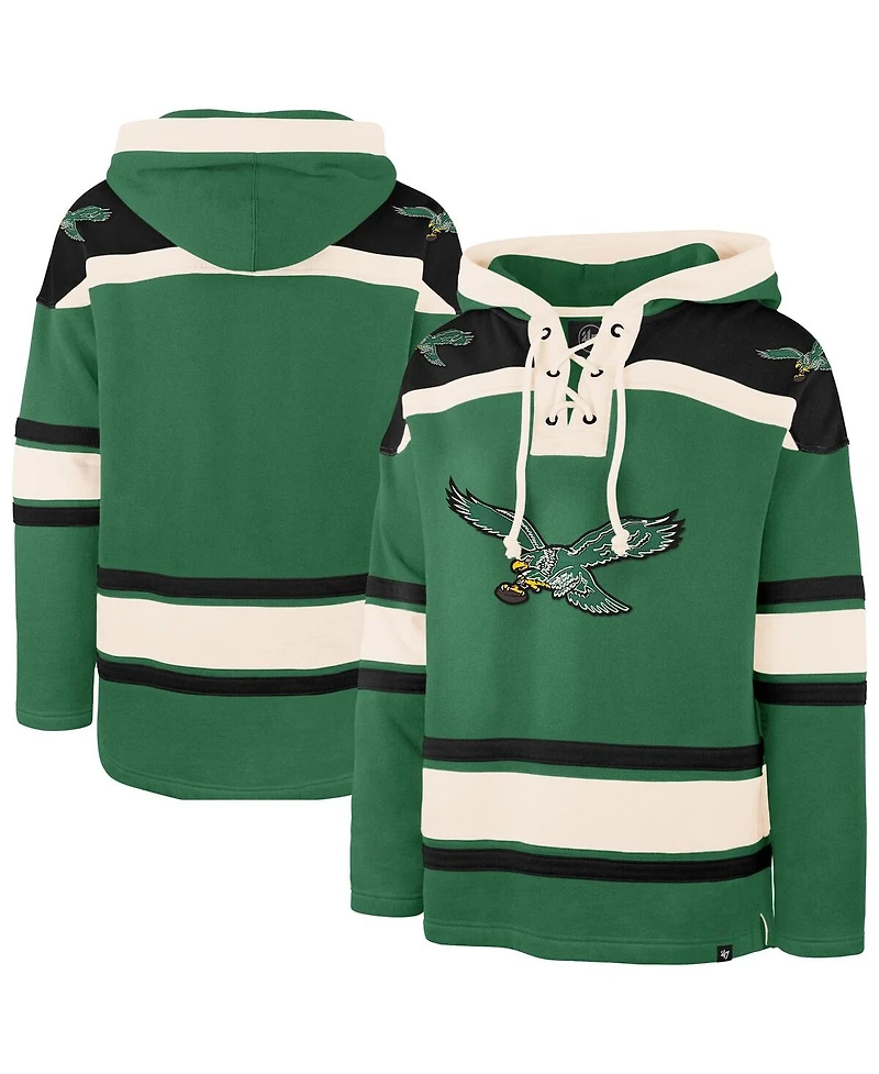 '47 Brand Men's Kelly Green Philadelphia Eagles Throwback Superior Lacer Hoodie