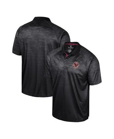Colosseum Men's Black Boston College Eagles Honeycomb Raglan Polo Shirt