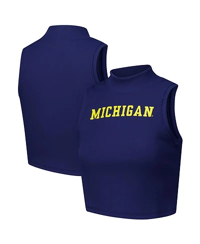 ZooZatz Women's Navy Michigan Wolverines Cropped Tank Top