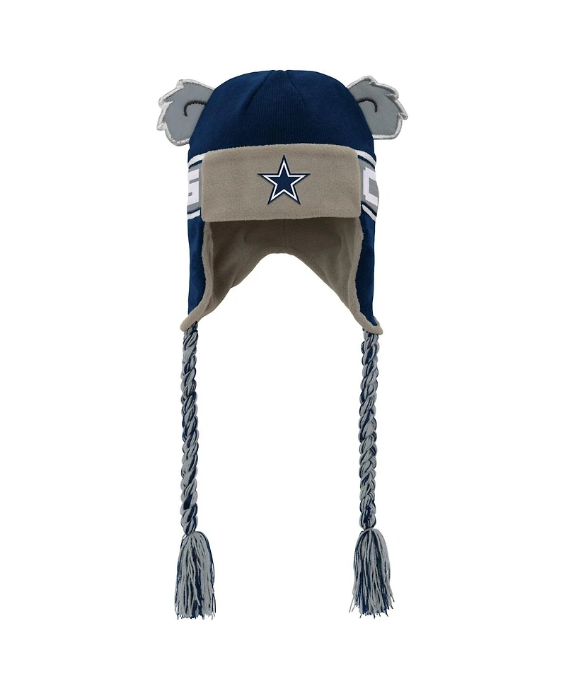 Outerstuff Big Boys and Girls Navy Dallas Cowboys Wordmark Ears Trooper Knit Hat