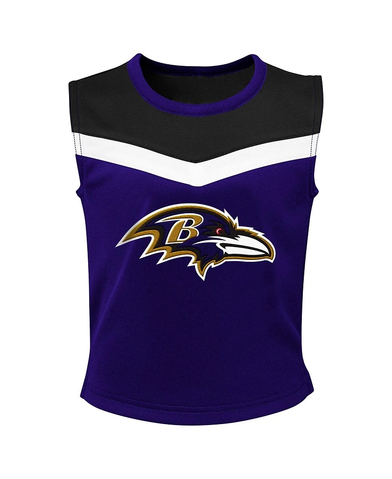 Outerstuff Girls Preschool 2-Piece Purple Baltimore Ravens Spirit Cheerleader Set with Bloomers