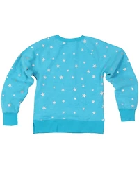 Wes & Willy Big Girls Aqua Miami Dolphins Shimmer Star Reverse Fleece Pullover Sweatshirt