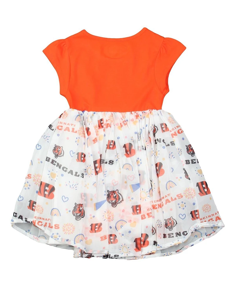 Wes & Willy Girls Toddler Orange Cincinnati Bengals Princess Dress