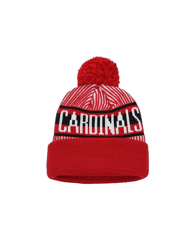 New Era Big Boys and Girls Cardinal Arizona Cardinals Striped Cuffed With Pom Knit Hat