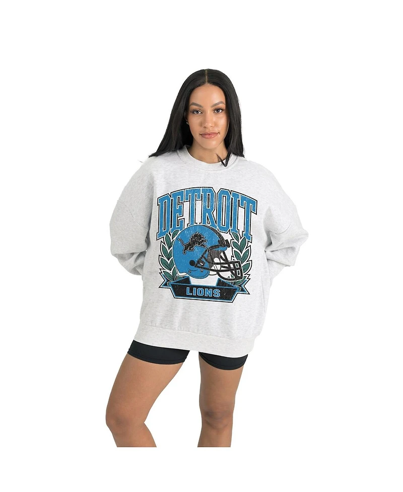 Gameday Couture Women's Gray Detroit Lions Heritage Premium Fleece Pullover Sweatshirt