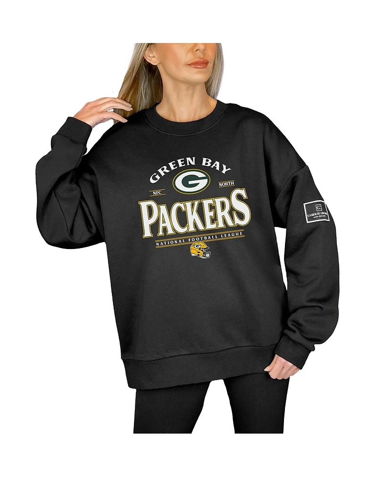 Gameday Couture Women's Black Green Bay Packers Oversized Players Only Label Pullover Sweatshirt