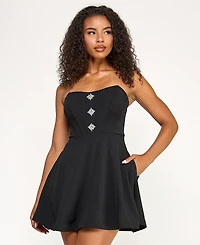 City Studios Juniors' Strapless Fit and Flare Short Dress