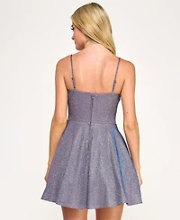 City Studios Juniors' Glitter Sleeveless Fit & Flare Mini Dress
