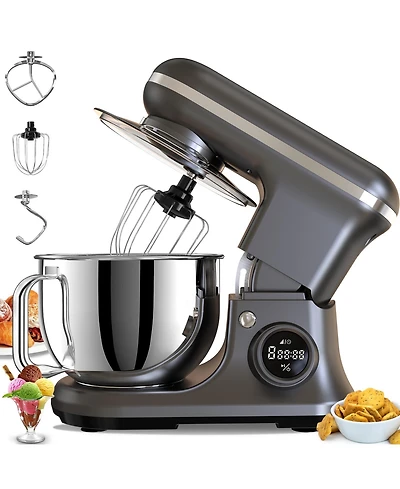 5.3 Qt Digital Display Stand Kitchen Food Mixer 8 Speed with Egg Whisk, Dough Hook & Flat Beater