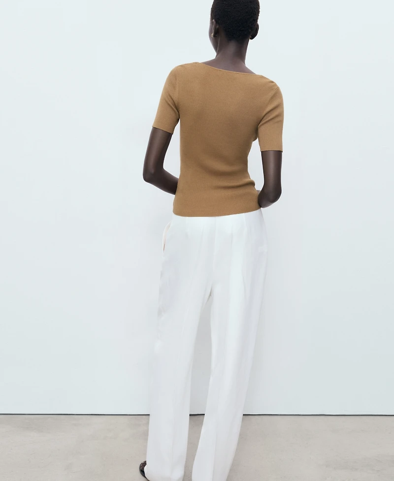 Mango Women's Mixed Ribbed Sweater