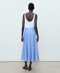 Mango Women's Striped Linen-Blend Skirt
