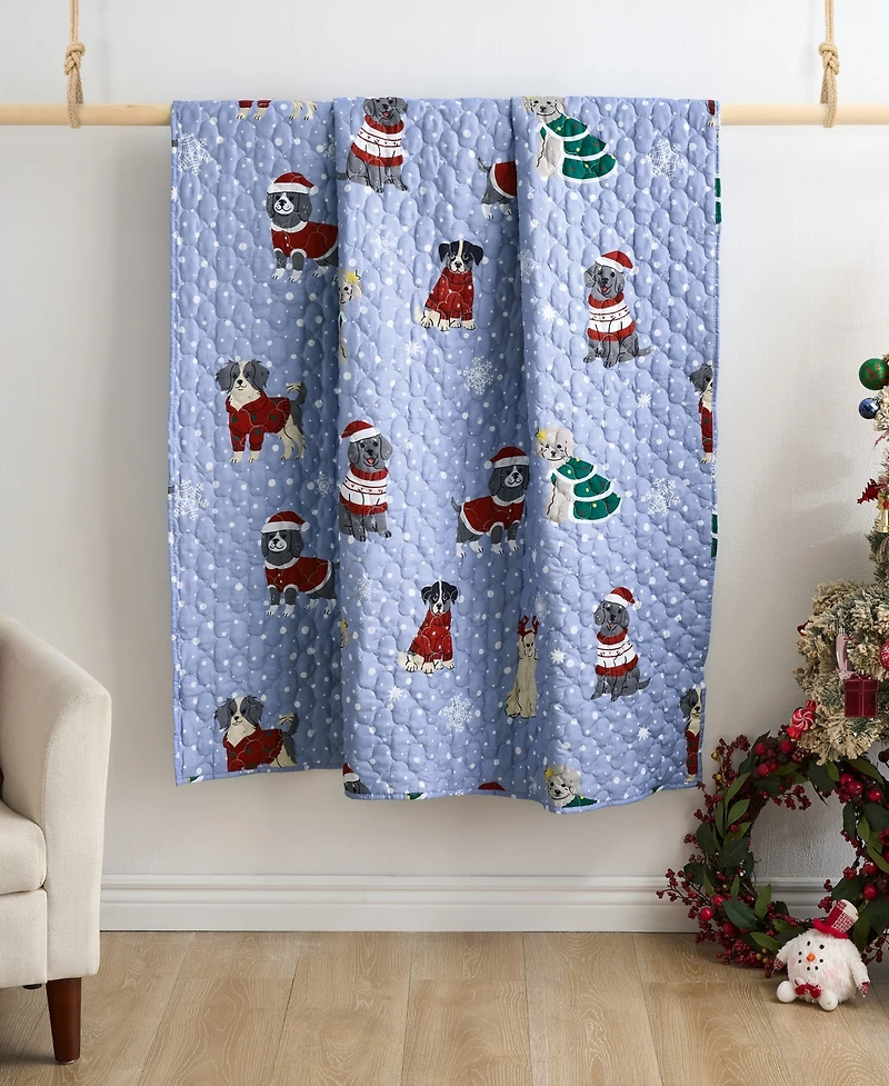 Greenland Home Fashions Winter Whiskers Pet Lover's Reversible Holiday Throw, 50" x 60"