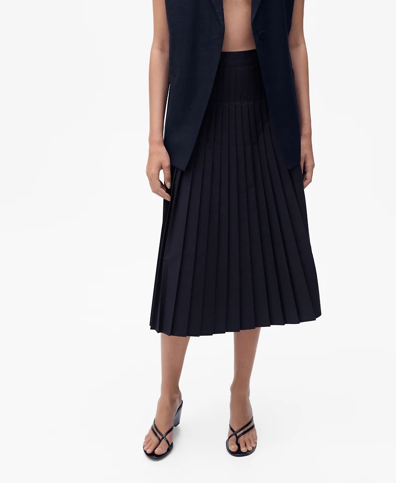 Mango Women's Pleated Midi Skirt