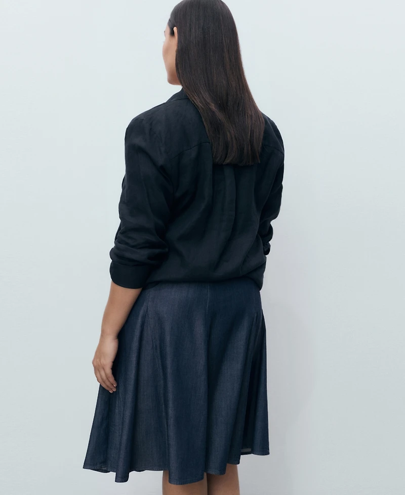 Mango Women's Pleated Denim Skirt