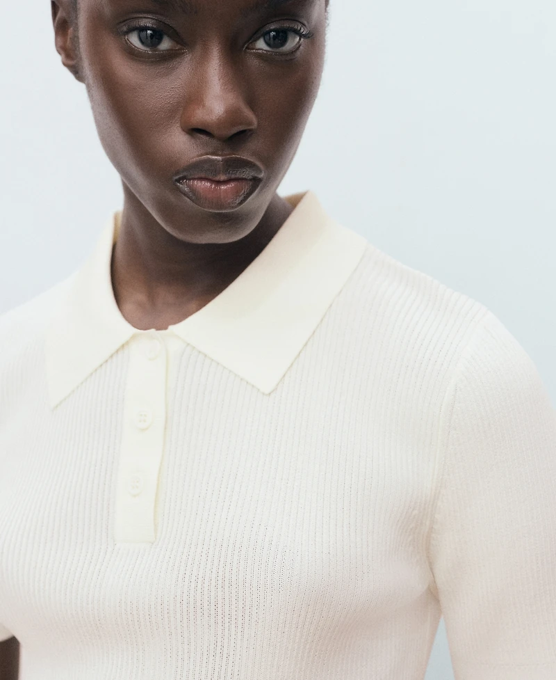 Mango Women's Short-Sleeved Polo-Neck Sweater