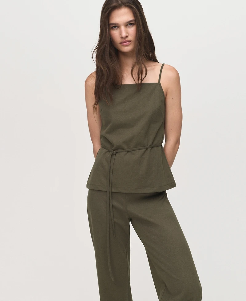 Mango Women's Elastic Waist Straight-Fit Pants