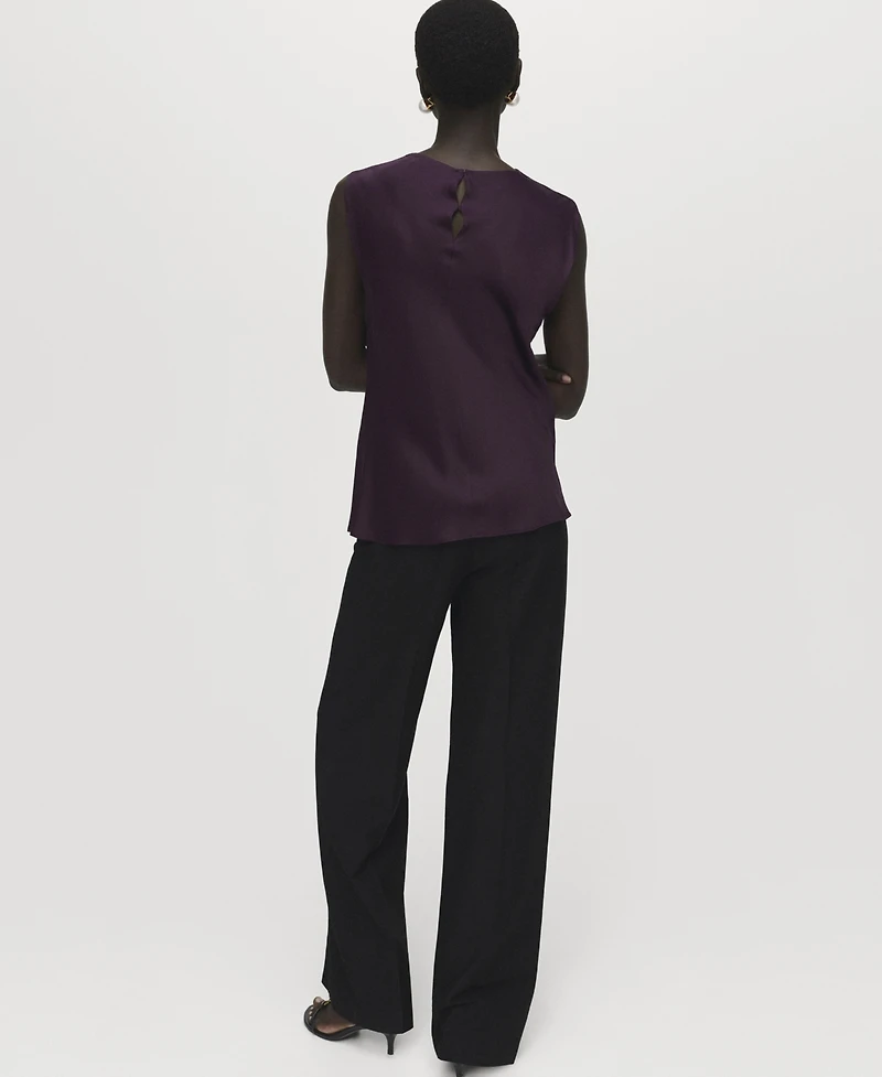 Mango Women's Draped Neck Satin Blouse