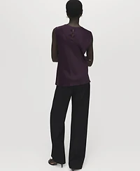 Mango Women's Draped Neck Satin Blouse