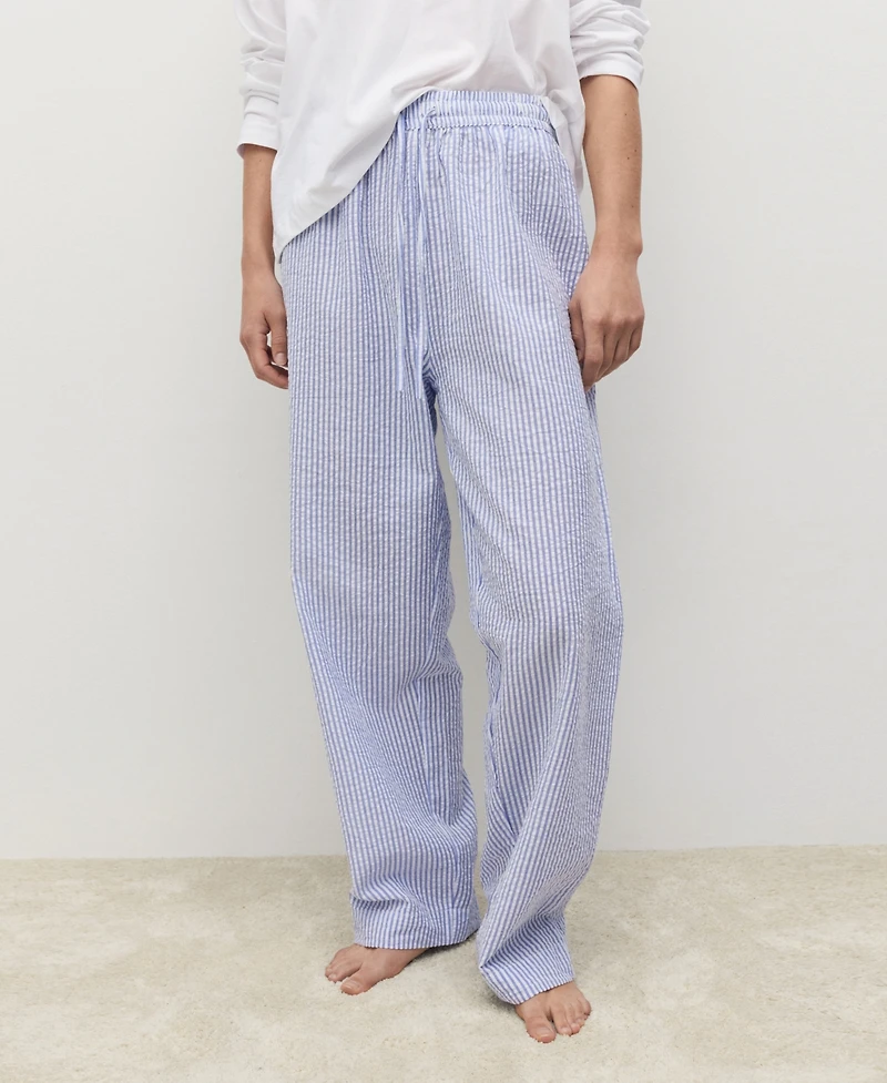 Mango Women's 2-Piece Seersucker Striped Pajamas