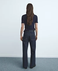 Mango Women's Pockets Wide Leg Jeans
