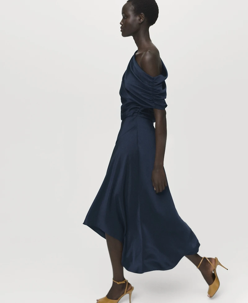 Mango Women's Asymmetrical Satin Dress