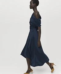 Mango Women's Asymmetrical Satin Dress