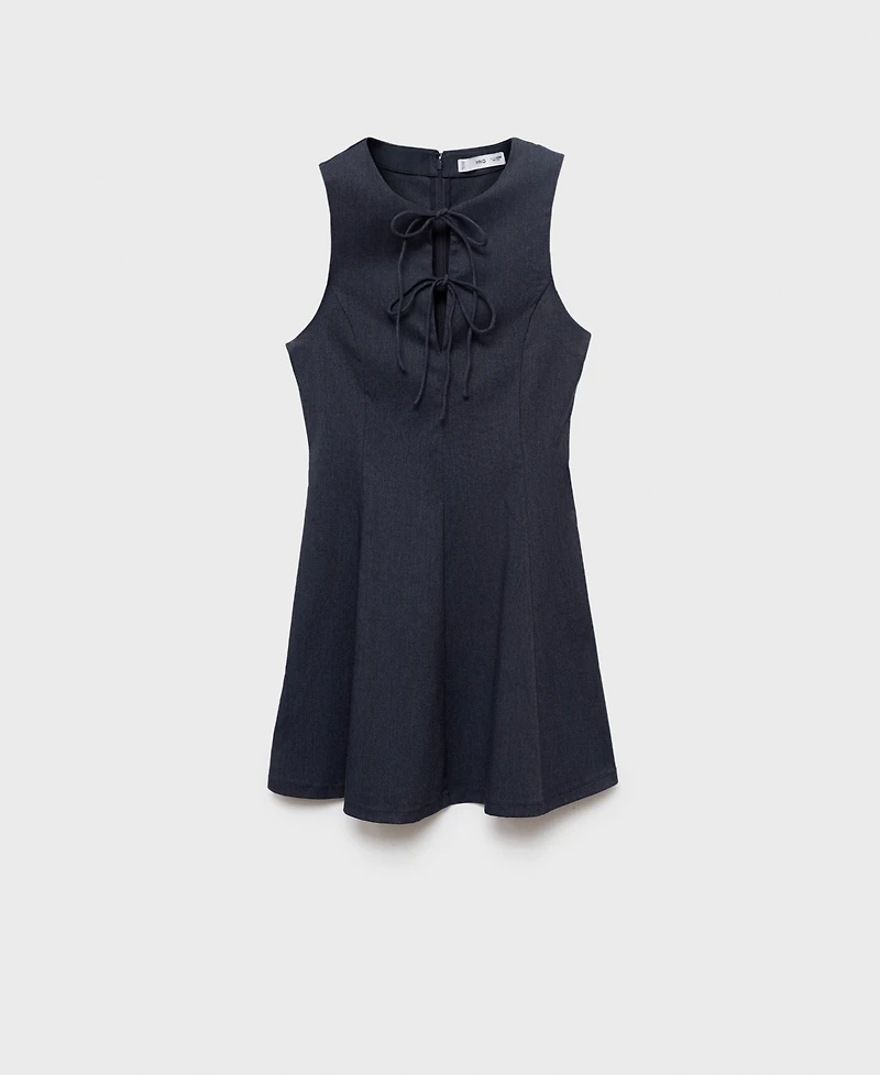 Mango Women's Bows Denim Effect Dress