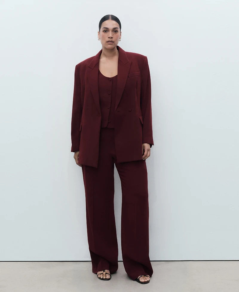 Mango Women's Straight Mid-Rise Suit Pants