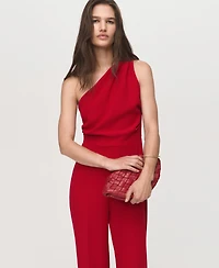 Mango Women's Asymmetrical Neck Long Jumpsuit