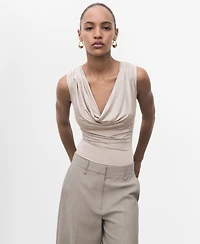 Mango Women's Draped Neckline Bodysuit
