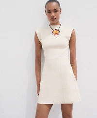 Mango Women's Perkins Collar Flared Knit Dress