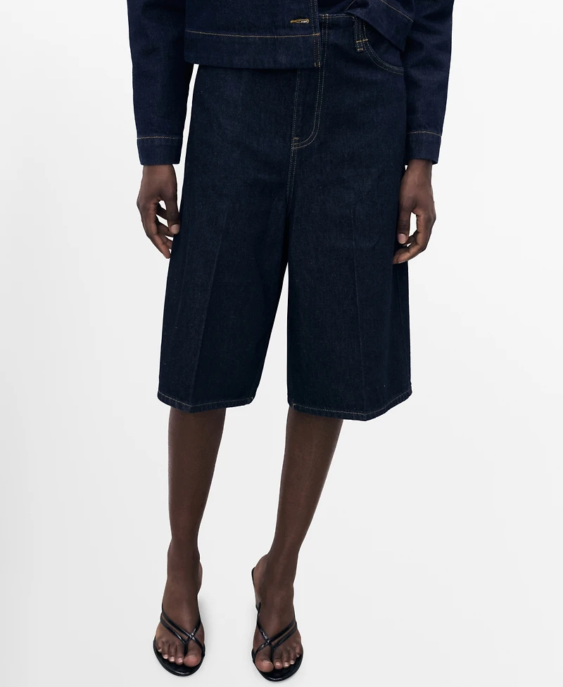 Mango Women's Mid-Rise Denim Bermuda Shorts