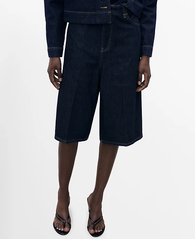 Mango Women's Mid-Rise Denim Bermuda Shorts