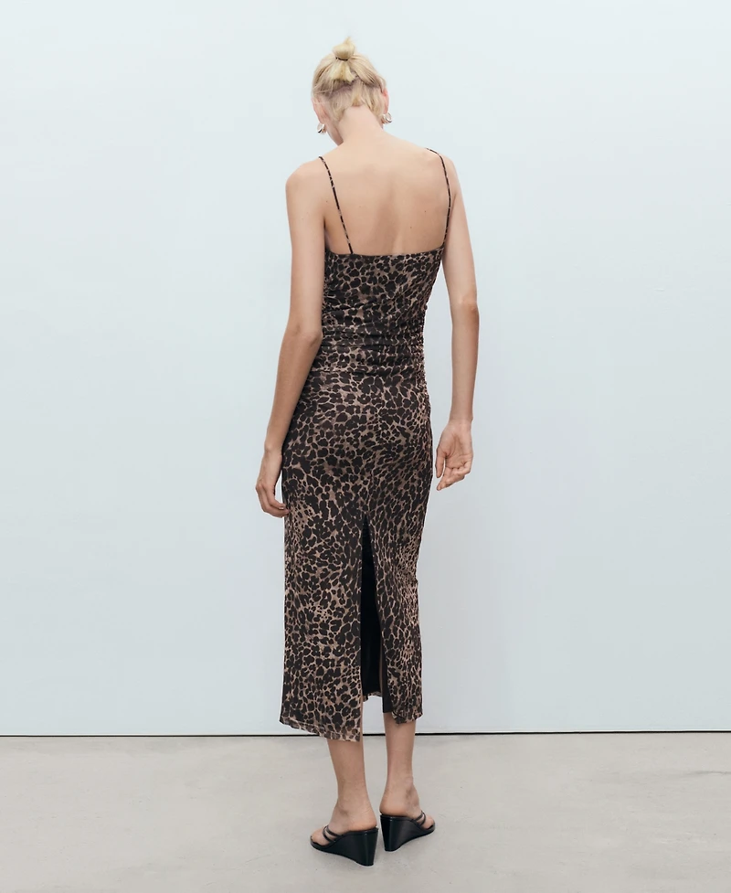 Mango Women's Animal-Print Midi Dress