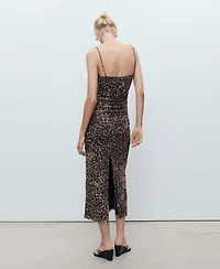 Mango Women's Animal-Print Midi Dress