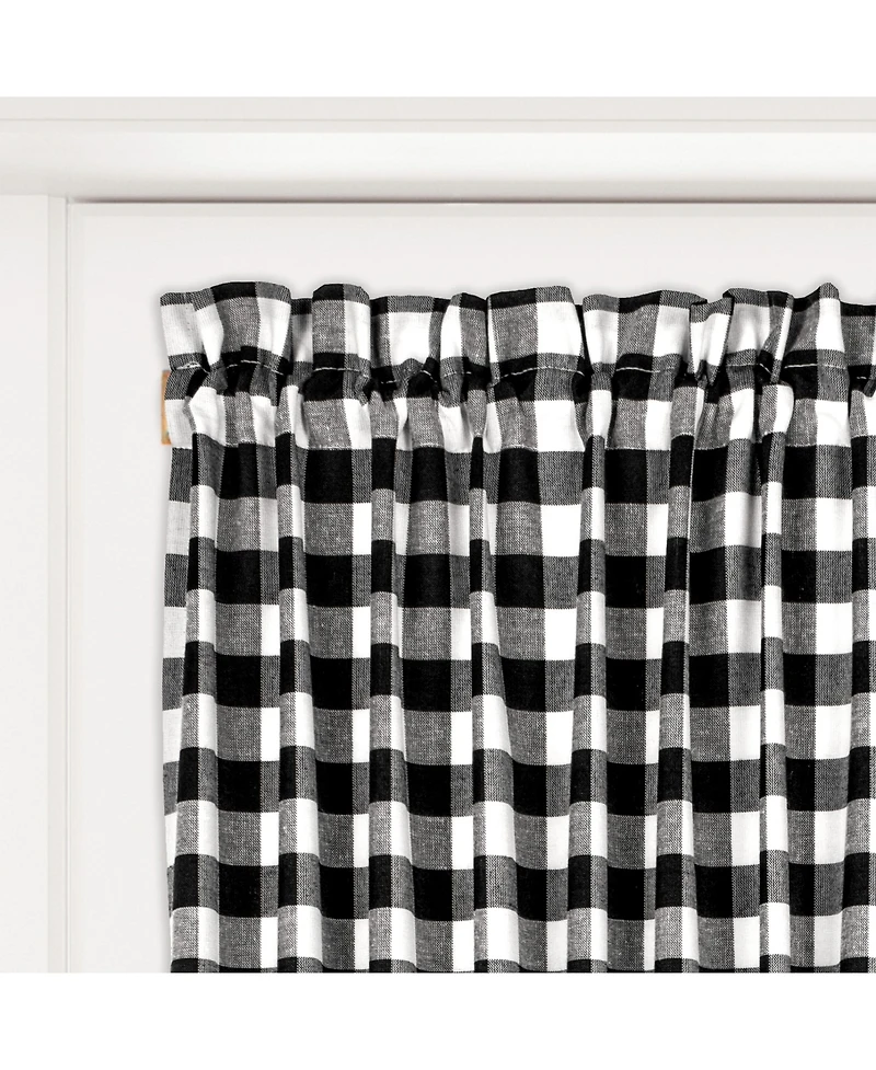 GoodGram Buffalo Check Gingham Custom Window Curtain Treatments - Single Panel 42 in. W x 63 L, Black