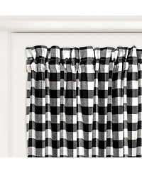 GoodGram Buffalo Check Gingham Custom Window Curtain Treatments - Single Panel 42 in. W x 63 L, Black