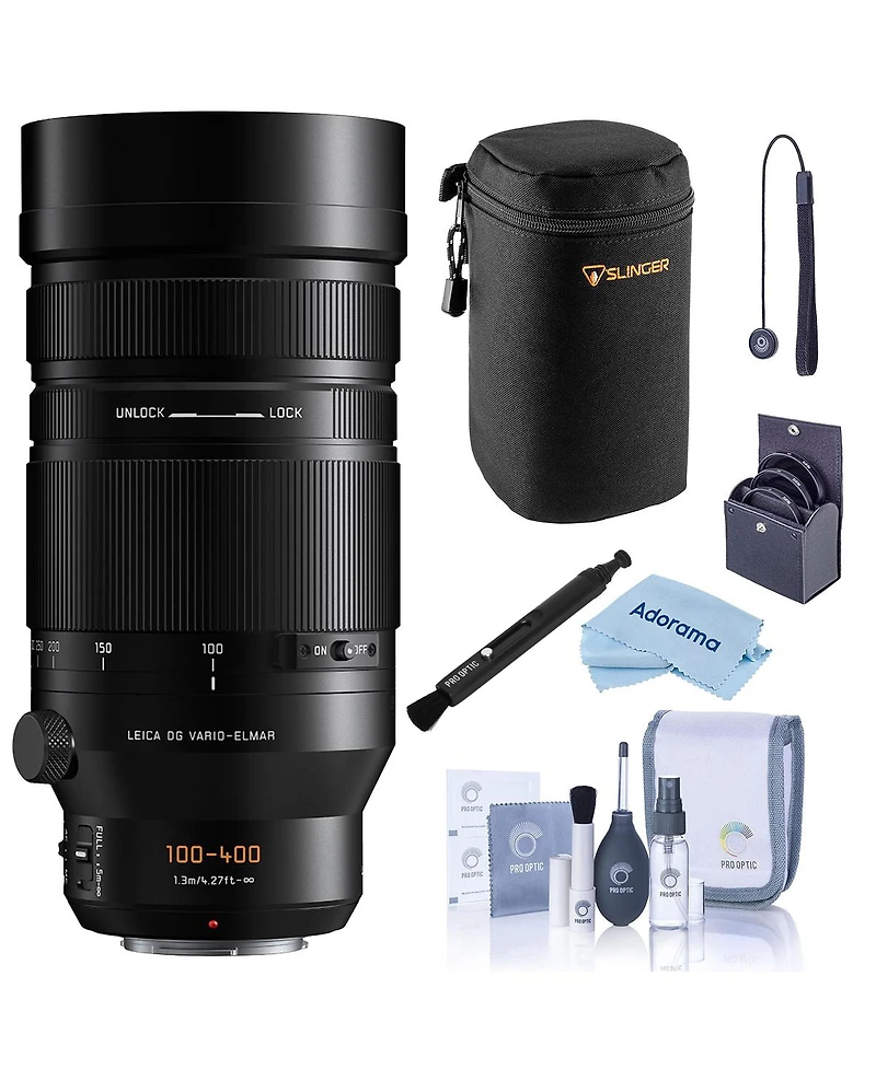 Panasonic Leica Dg Vario-Elmarit 100-400mm f/4.0-6.3 Ii Asph Lens, Bundle with Large Lens Case, 72mm Filter Kit, Lens Pen Lens Cleaner, Cleaning Kit,
