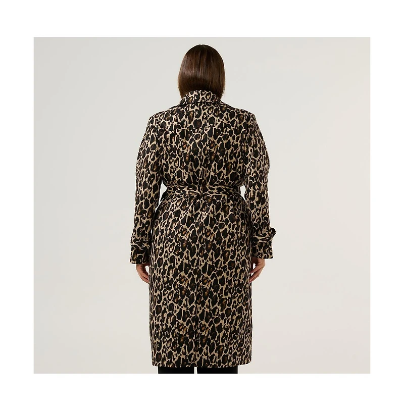 Estelle Plus Shari Leopard Print Trench