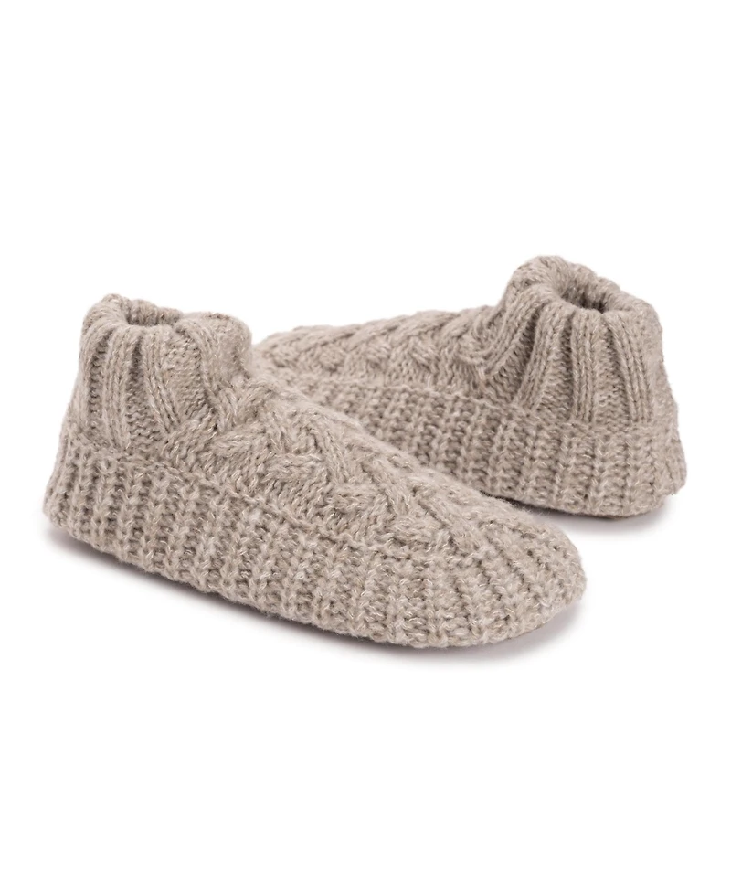 Muk Luks Women's Sweater Cuff Bootie, Pink, S/M