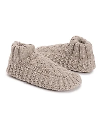 Muk Luks Women's Sweater Cuff Bootie, Pink, S/M