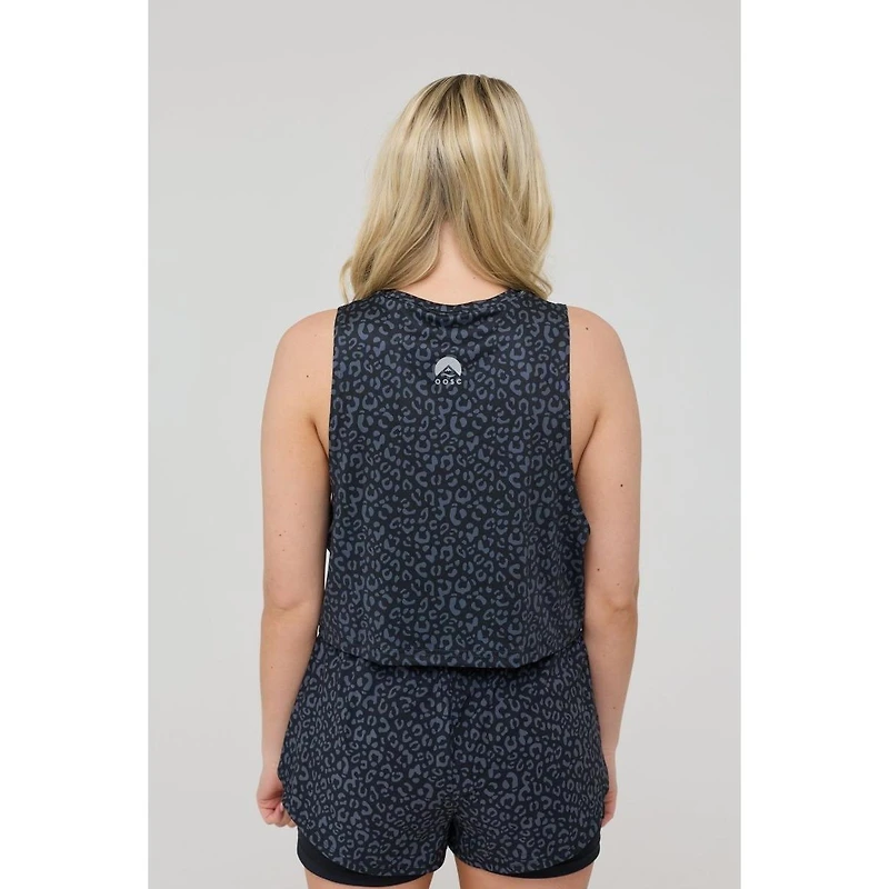 Oosc Women's Infinite Cropped Tank Top - Black Leopard