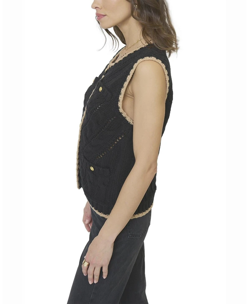 Central Park West Women's Brooke Pointelle Cable Vest
