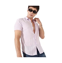 Campus Sutra Men's Lavender Textured Regular Fit Casual Shirt
